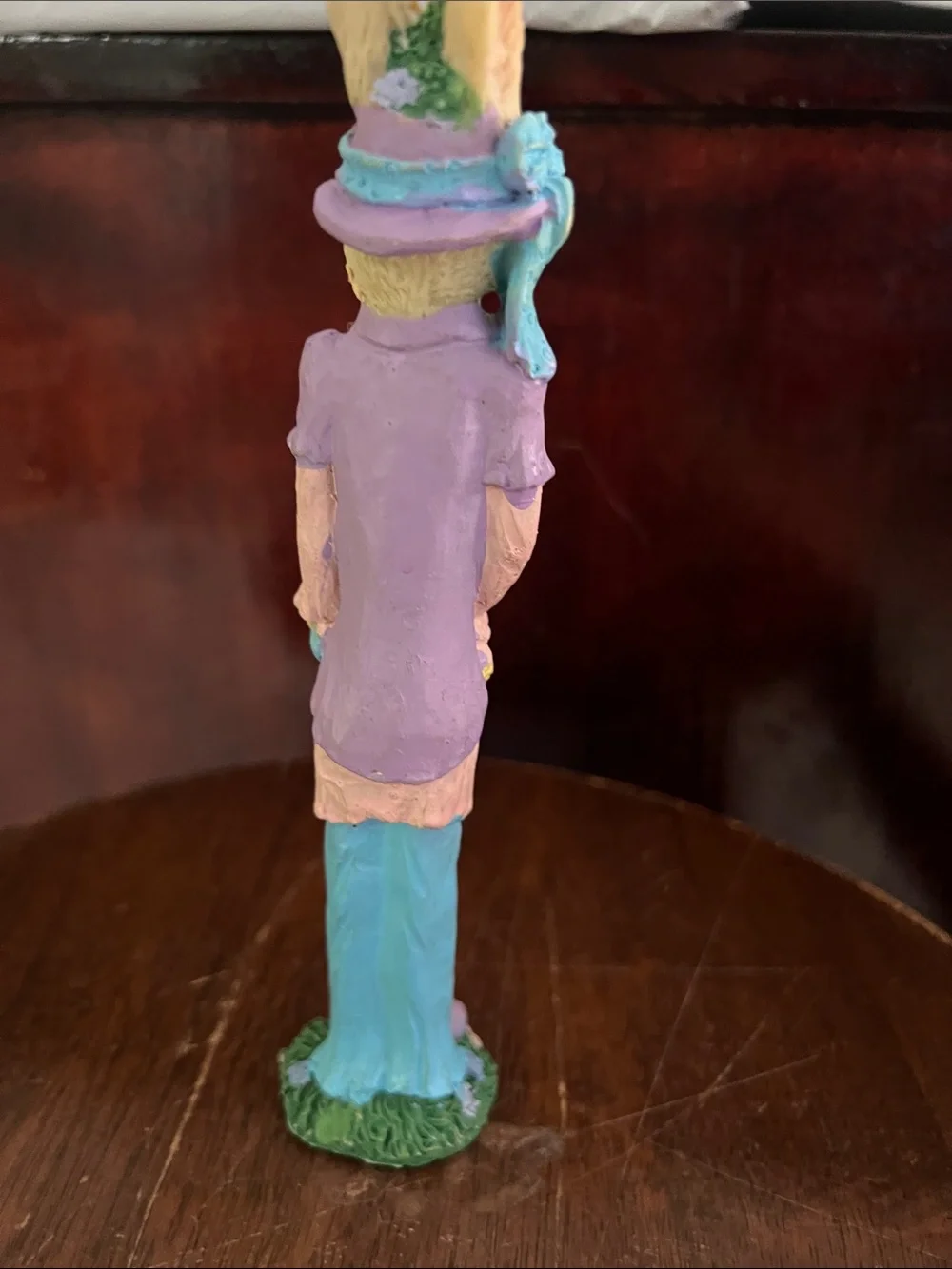 Pastel Bunny Figurine Decor in Yellow and Purple - Brand Unknown